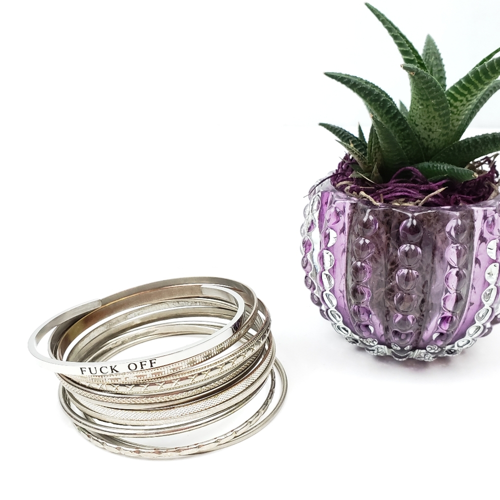 ❗5/$25 SALE❗F*ck Off Cuff Stackable Bracelet - Picture 3 of 3